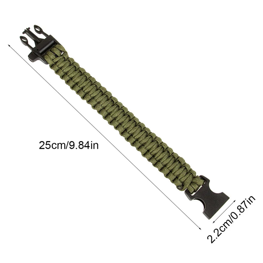 Adjustable Size Outdoor Survival Bracelet Men Women Multi-function Camping Rescue Emergency Rope Bangles Compass Whistle Knife