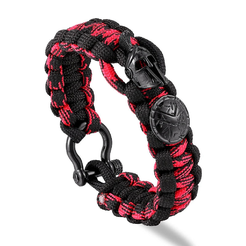 Nordic Outdoor Spartan Warrior Helmet Lanyard Bracelets Men Antique Vikings Accessories Survival Paracord Bangles homme Handmade