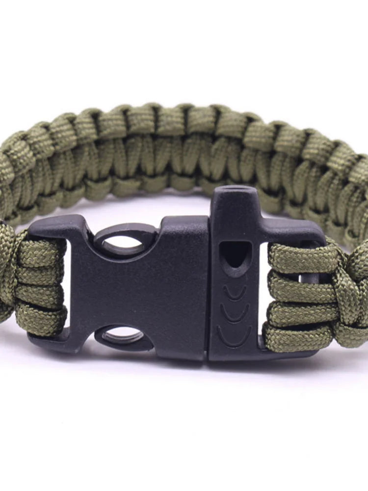 Adjustable Size Outdoor Survival Bracelet Men Women Multi-function Camping Rescue Emergency Rope Bangles Compass Whistle Knife