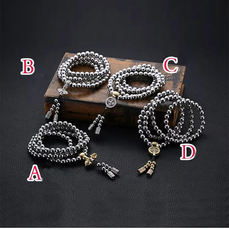 8mm Outdoor Self-defense Hand Bracelet Necklace Steel 118 Buddha Beads Metal Chain Accessories Self Protection Survival Tools