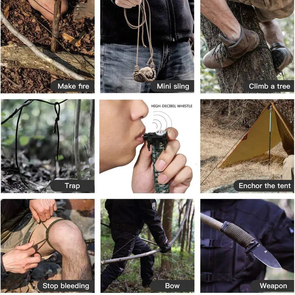 21 in 1 Adjustable Paracord Survival Bracelet, Tactical Emergency Gear Kit Includes SOS Flashlight Compass Thermometer Whistle