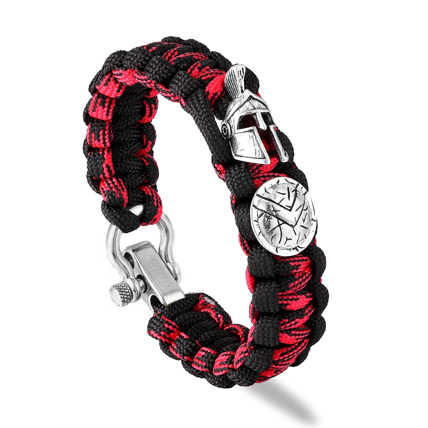 Nordic Outdoor Spartan Warrior Helmet Lanyard Bracelets Men Antique Vikings Accessories Survival Paracord Bangles homme Handmade