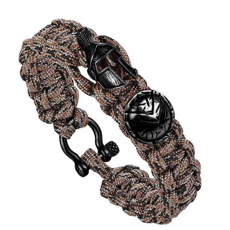 Outdoor Survival Men Bracelet Spartan Helmet Warrior Umbrella Rope Bracelets Pulseira Luxury Handmade Rope Ladies Bracelet Gift