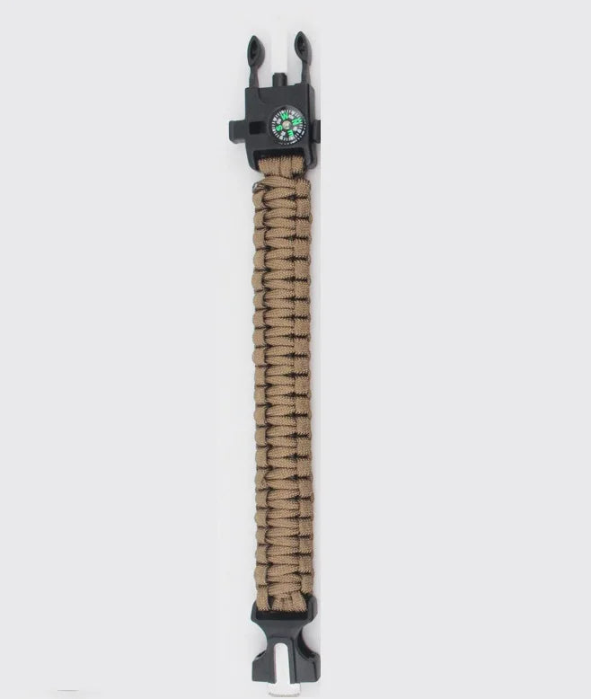 4 in 1 Emergency Survival Bracelet For Men Outdoor Rescue Parachute Cord Wristband Whistle Compass Paracord NO Flintstones