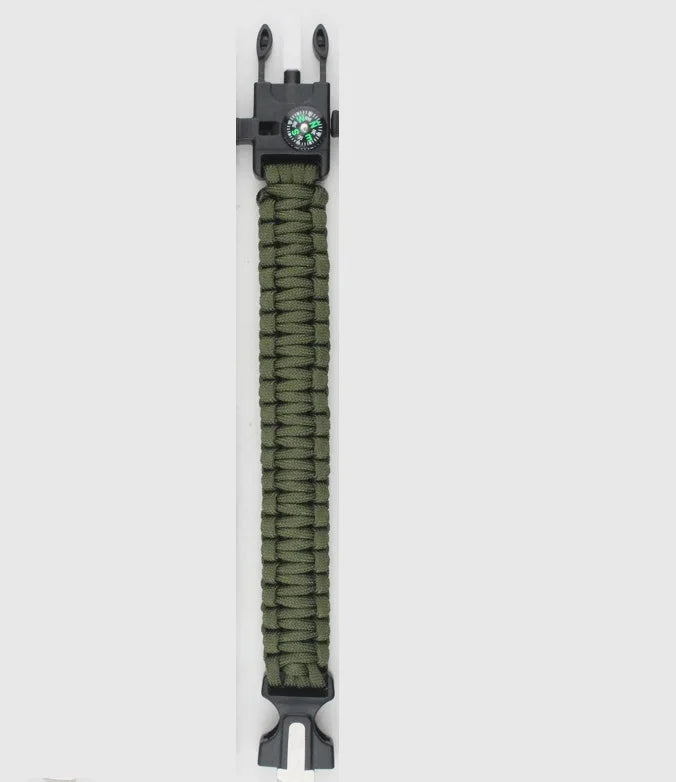 4 in 1 Emergency Survival Bracelet For Men Outdoor Rescue Parachute Cord Wristband Whistle Compass Paracord NO Flintstones