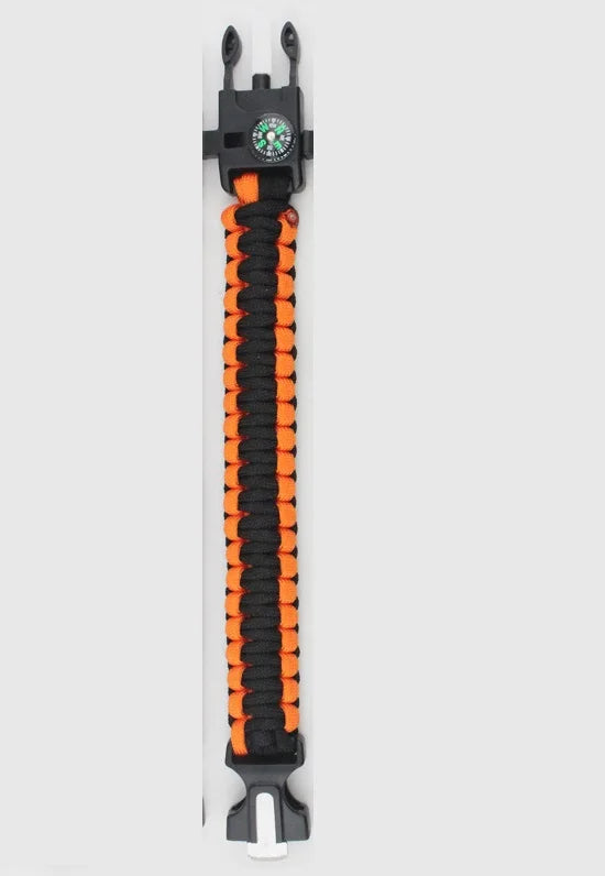 4 in 1 Emergency Survival Bracelet For Men Outdoor Rescue Parachute Cord Wristband Whistle Compass Paracord NO Flintstones