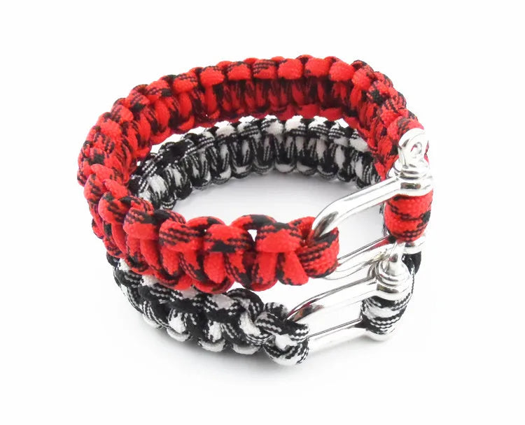 New 2016 Outdoor Survival Bracelet Men Self-rescue Shackle Pin Woven ParaCord Rope Emergency Kit