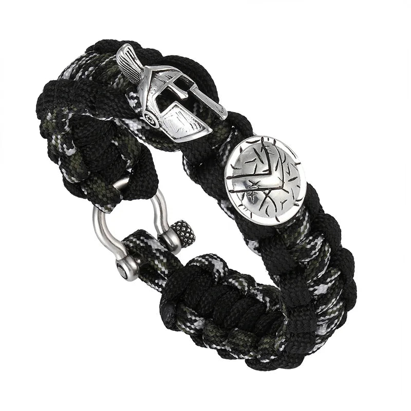 Outdoor Survival Men Bracelet Spartan Helmet Warrior Umbrella Rope Bracelets Pulseira Luxury Handmade Rope Ladies Bracelet Gift