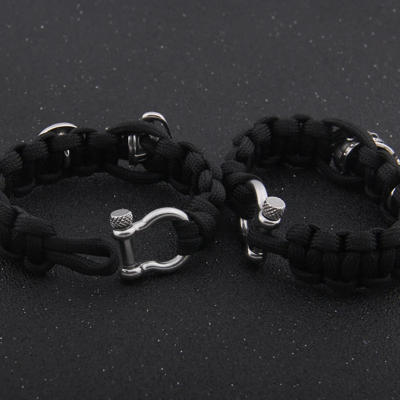 Outdoor Survival Men Bracelet Vikings Helmet and Shield Umbrella Rope Bracelets Pulseira Luxury Handmade Rope Viking Bracelet