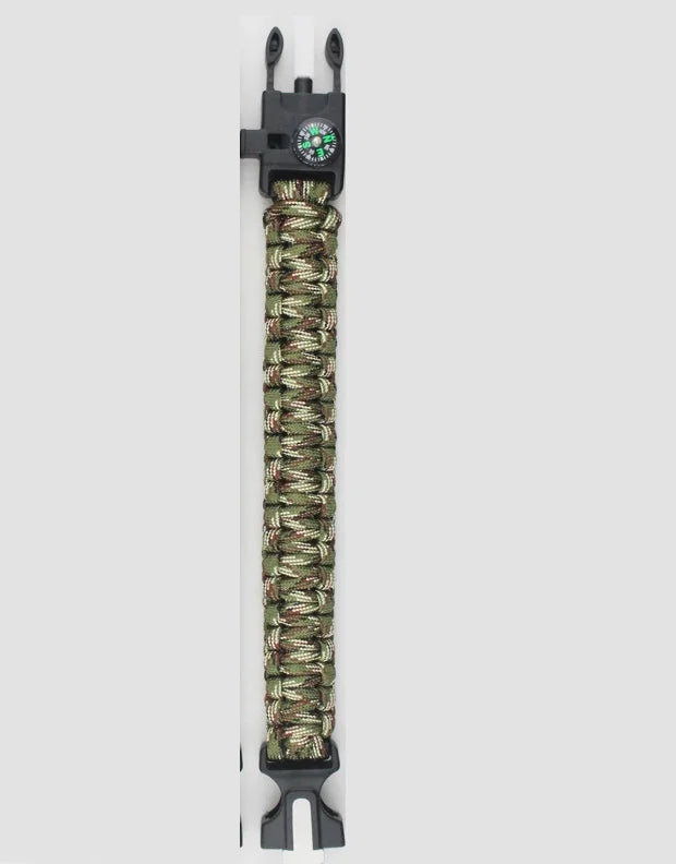 4 in 1 Emergency Survival Bracelet For Men Outdoor Rescue Parachute Cord Wristband Whistle Compass Paracord NO Flintstones