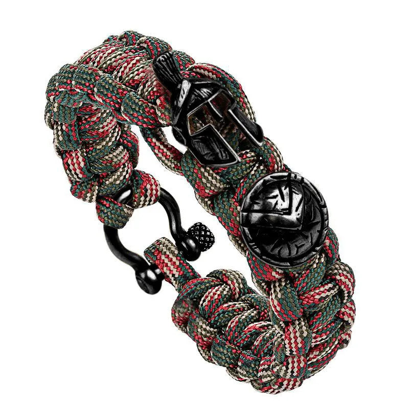 Outdoor Survival Men Bracelet Spartan Helmet Warrior Umbrella Rope Bracelets Pulseira Luxury Handmade Rope Ladies Bracelet Gift