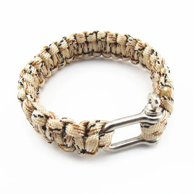 New 2016 Outdoor Survival Bracelet Men Self-rescue Shackle Pin Woven ParaCord Rope Emergency Kit