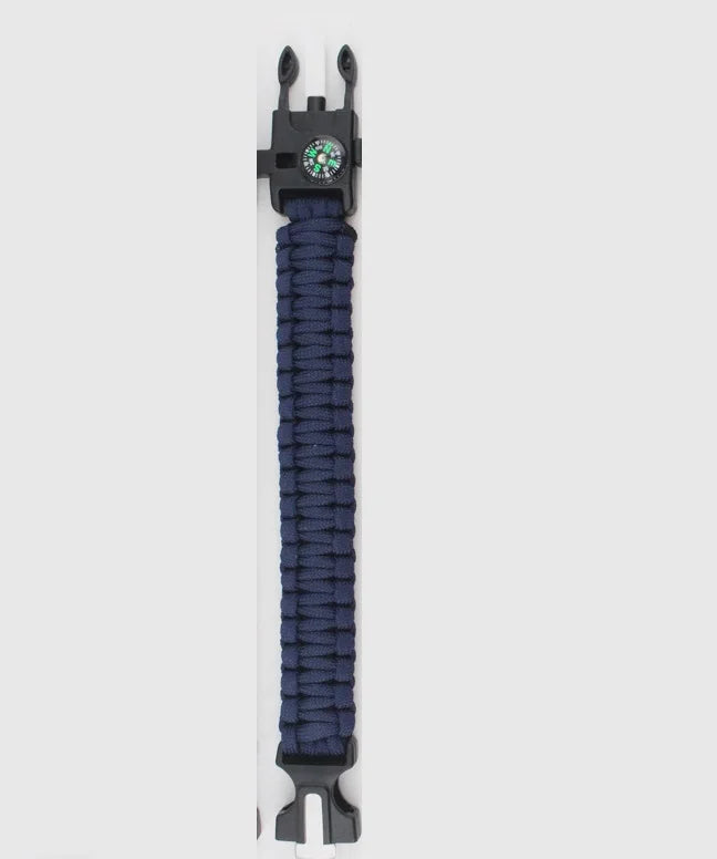 4 in 1 Emergency Survival Bracelet For Men Outdoor Rescue Parachute Cord Wristband Whistle Compass Paracord NO Flintstones