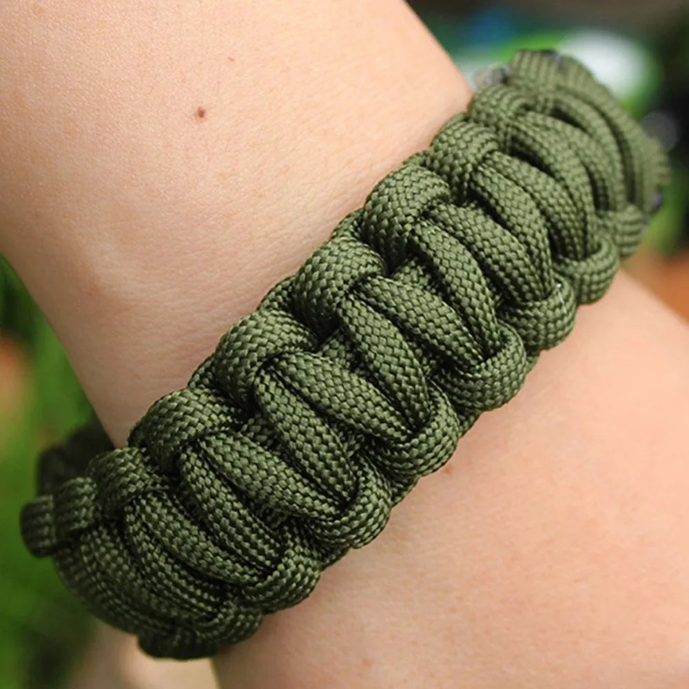 Adjustable Size Outdoor Survival Bracelet Men Women Multi-function Camping Rescue Emergency Rope Bangles Compass Whistle Knife