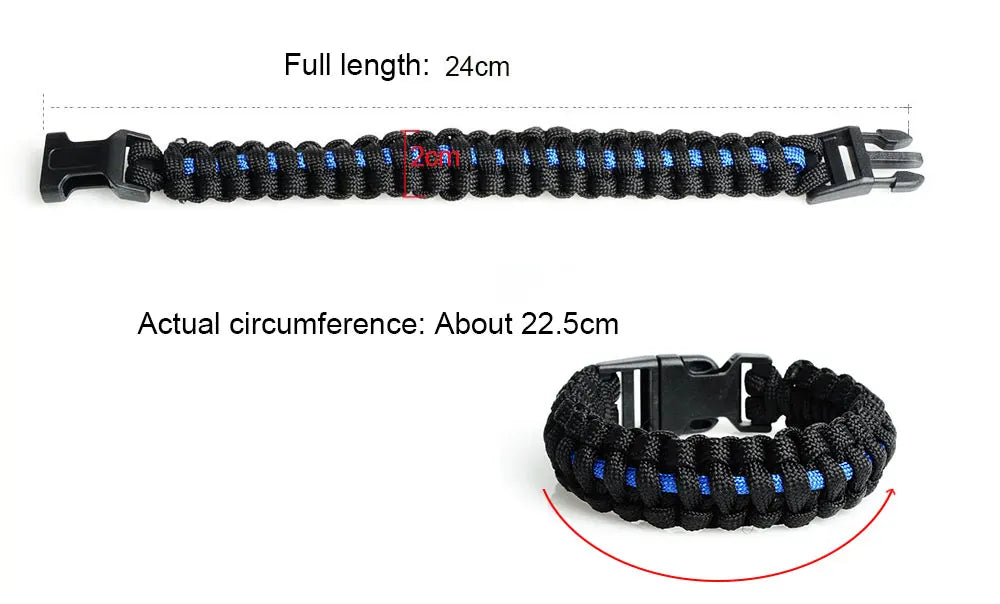Police Paracords Outdoor Survival Multifunctional Braided Bracelet Camping Emergency Hand Rope Bracelet Camping Hiking