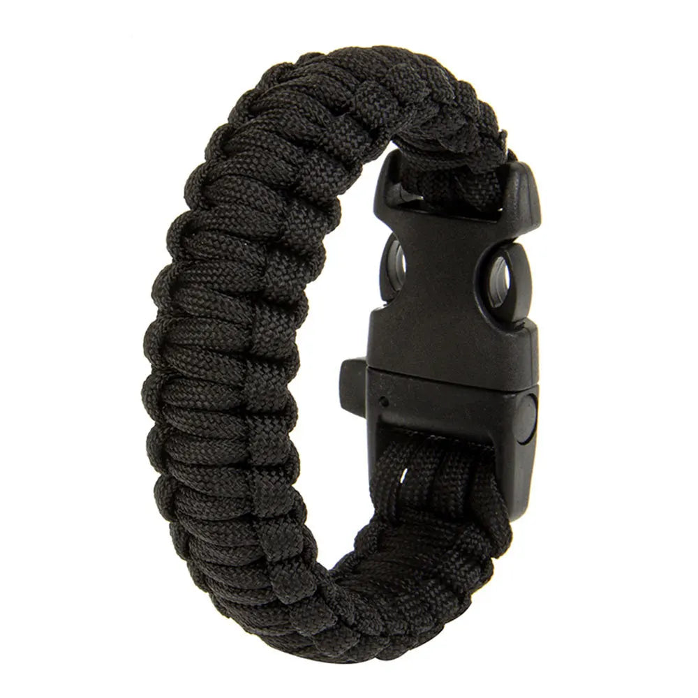 Adjustable Size Outdoor Survival Bracelet Men Women Multi-function Camping Rescue Emergency Rope Bangles Compass Whistle Knife