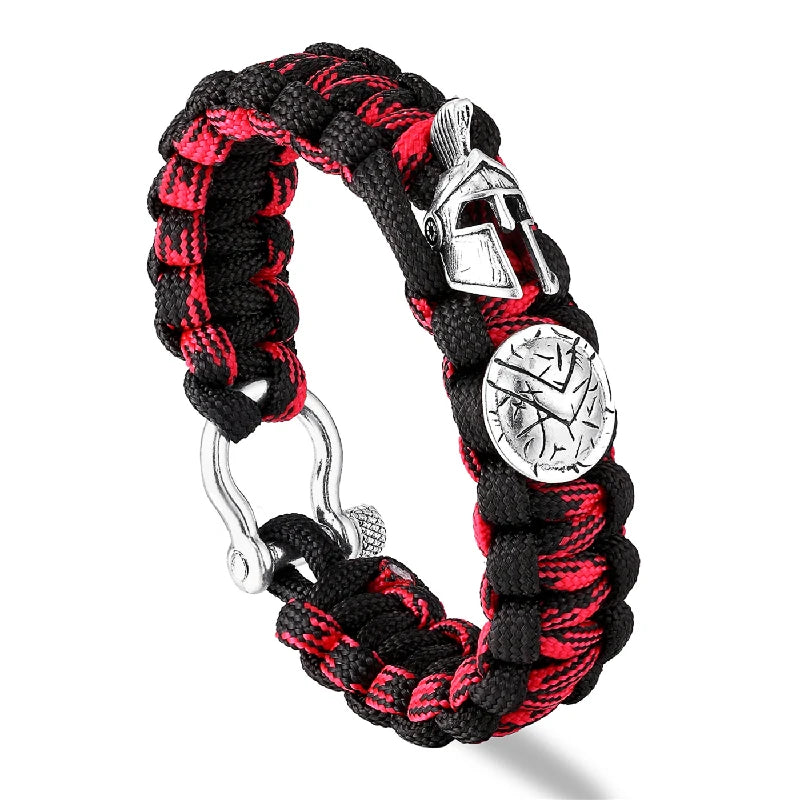 Nordic Outdoor Spartan Warrior Helmet Lanyard Bracelets Men Antique Vikings Accessories Survival Paracord Bangles homme Handmade