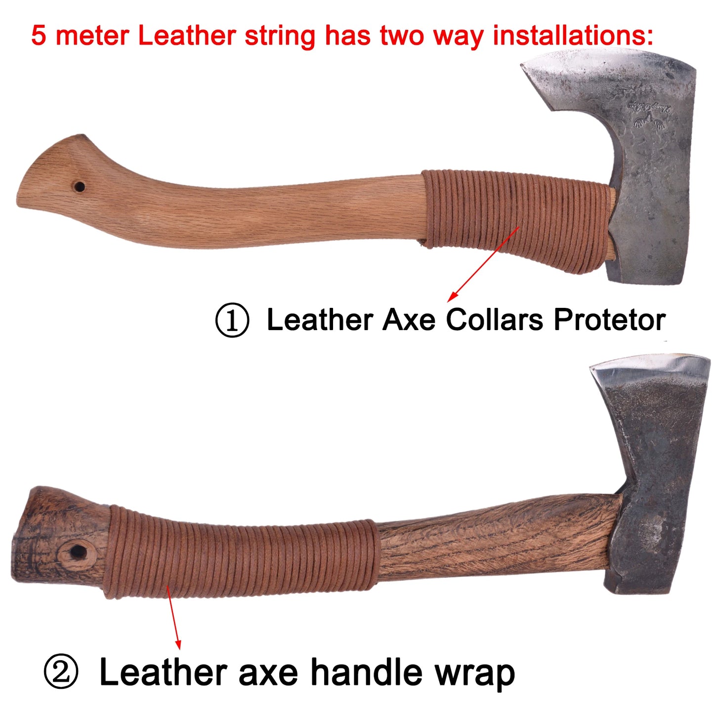 Genuine Leather Axe Handle Guard Collar Holster Hatchet Blade Cover (One Set), for Camping, Hiking, Hunting, Outdoors.
