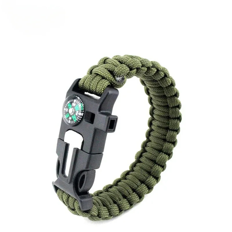 Outdoor Multi-function Survival Bracelet, Military Emergency, 4mm Paracord Wristband, Scraper, Whistle, Buckle Tools