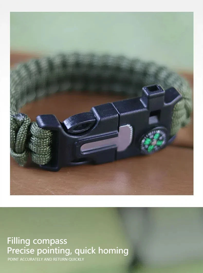 Fashion Men Outdoor Survival Umbrella Rope SOS Bracelet Camping Adventure Emergency Rescue Compass Sport Whistle Bracelets