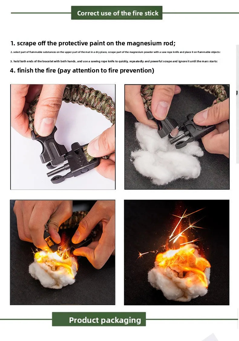 Umbrella Rope Bracelet Survival Bracelet Multifunctional Five-in-One Multifunctional Outdoor Umbrella Rope Camping Adventure