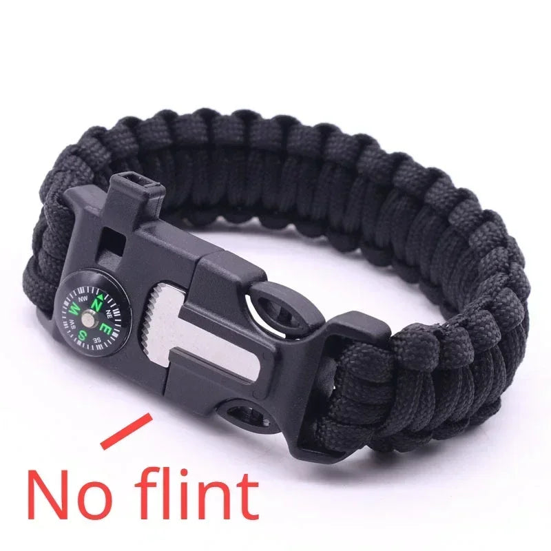 Outdoor Multi-function Survival Bracelet, Military Emergency, 4mm Paracord Wristband, Scraper, Whistle, Buckle Tools