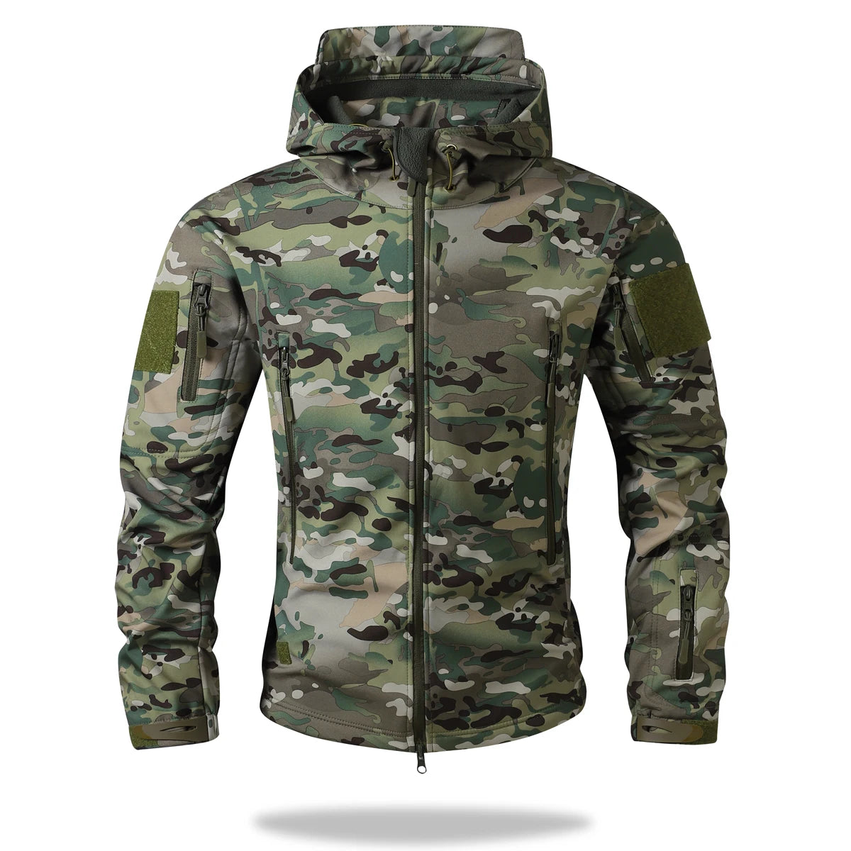 Waterproof Jacket Men Outdoor Softshell Hiking Jacket Hunting Coat Multi-Pockets Military Hooded Fleece Lined Rain Resistent