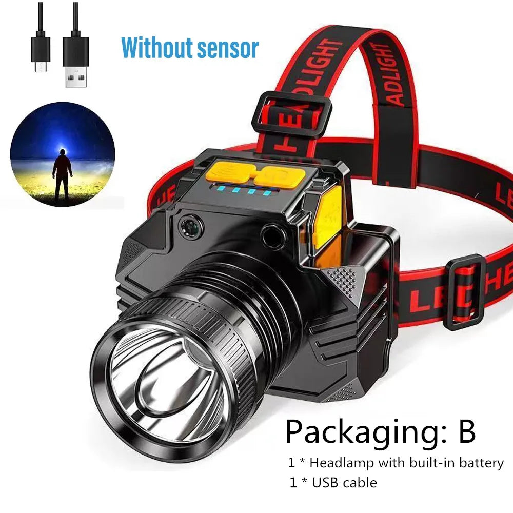 Powerful Rechargeable Headlights Led Headlights Induction Flashlight Camping Lights Super Bright Flash Fishing Hunting
