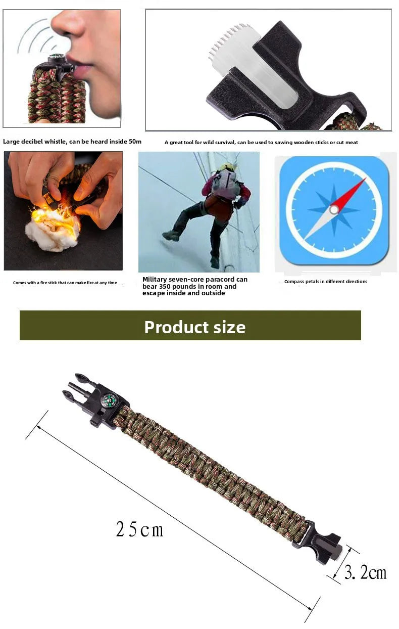 Umbrella Rope Bracelet Survival Bracelet Multifunctional Five-in-One Multifunctional Outdoor Umbrella Rope Camping Adventure
