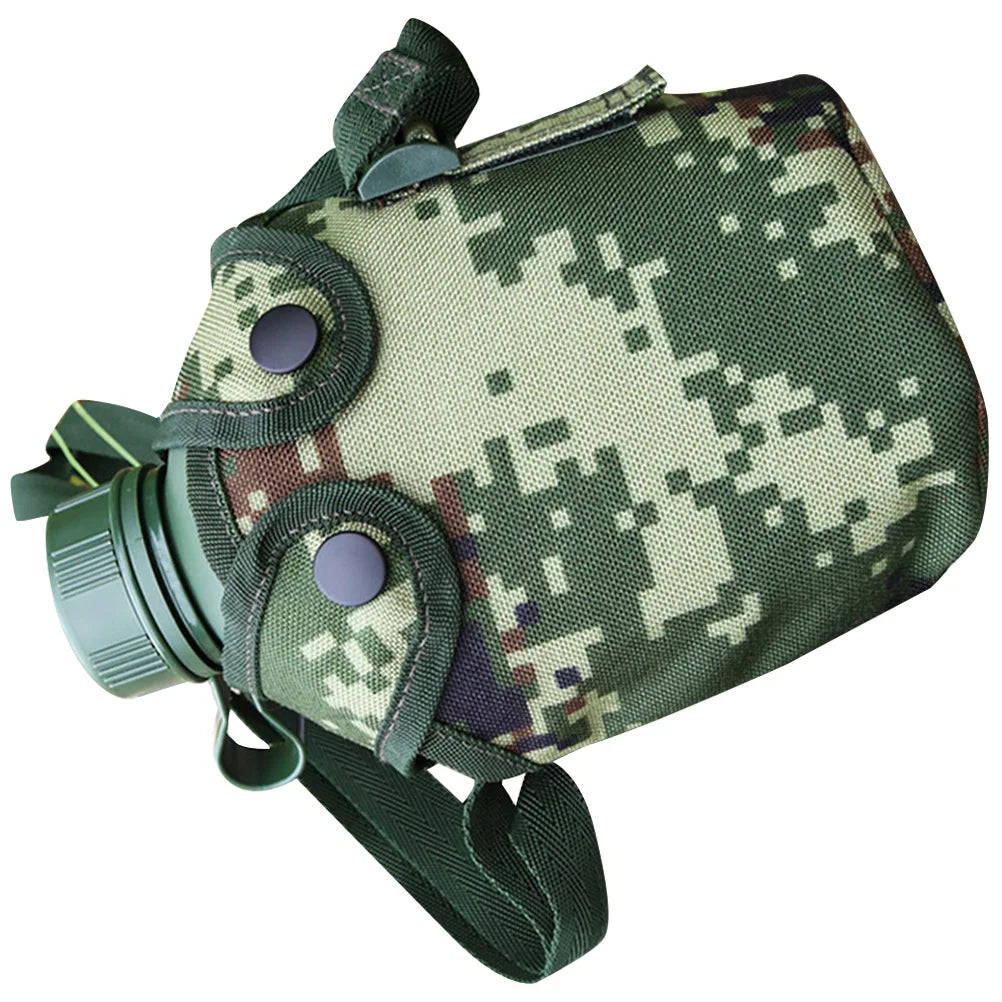 1Set Camouflage Military Canteen 1L Aluminum Alloy Water Bottle Thermal Insulation Leakproof for Camping Hiking Survival