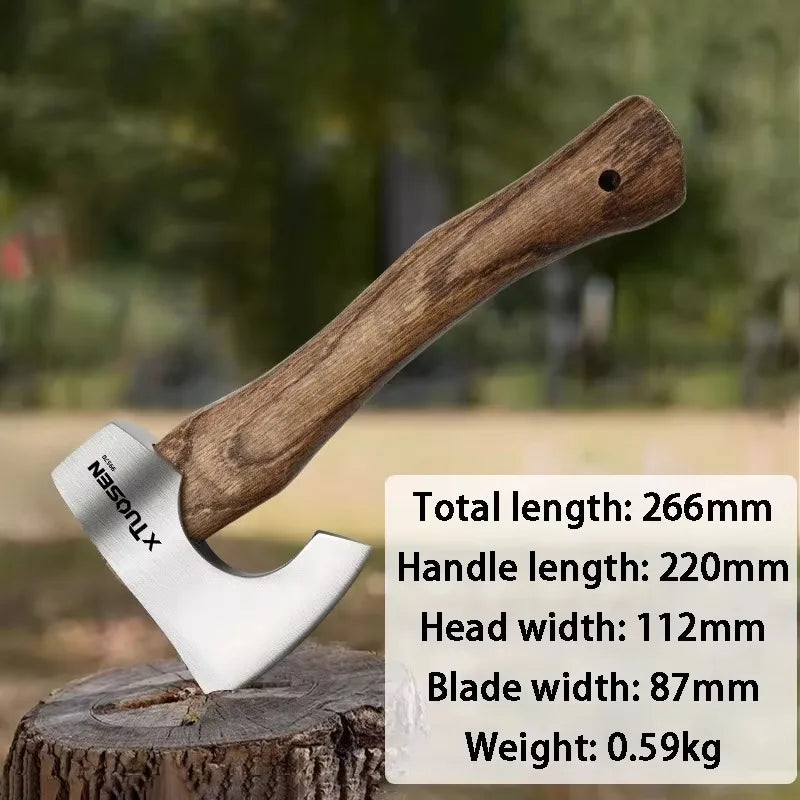 Camping Survival Axe Outdoor Tactical Self Defense Axes Multifunctional Fire Cutting Firewood Axe Wooden Handled Hand Axes