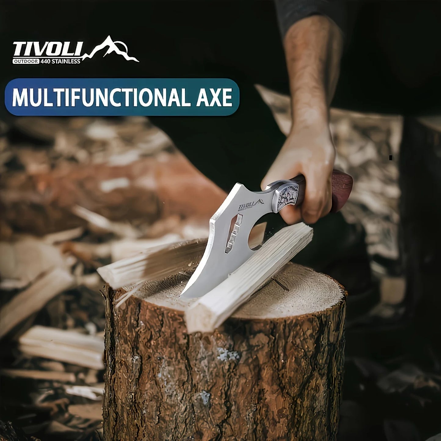1 piece outdoor axe, solid wood handle with nylon scabbard axe, camping axe, portable survival axe with gift box, small camping