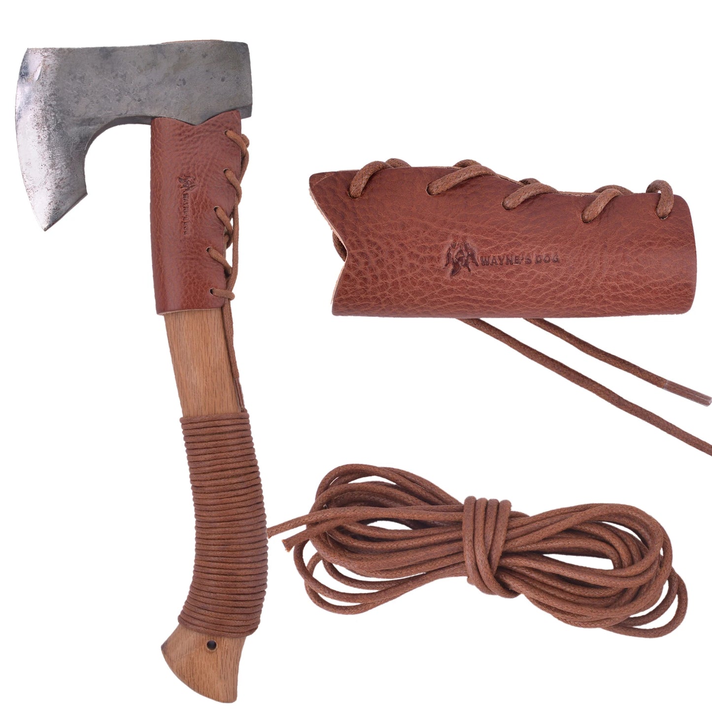 Genuine Leather Axe Handle Guard Collar Holster Hatchet Blade Cover (One Set), for Camping, Hiking, Hunting, Outdoors.