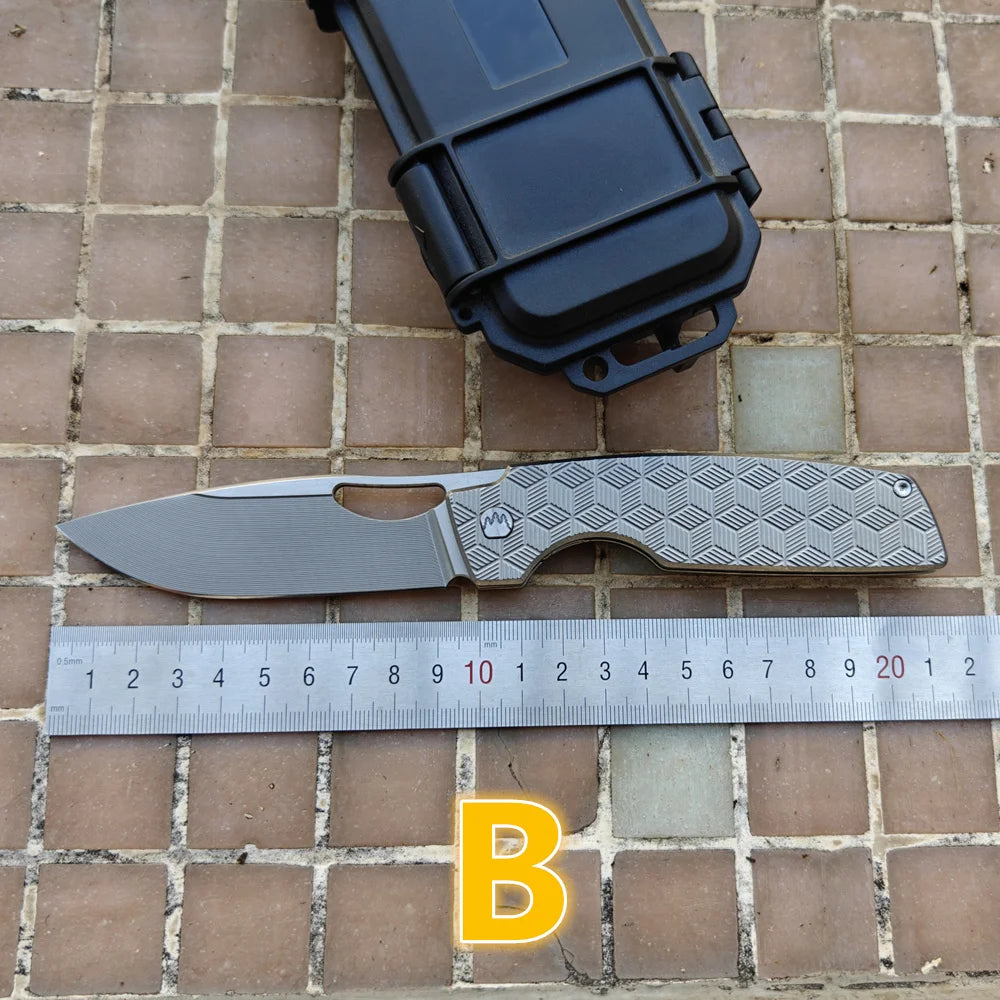 JUFULE New Cedar Step Milled Blade Folding Knife Titanium Handle Ceramic Bearings 154CM Pocket Hunting Outdoor EDC Camping Tool