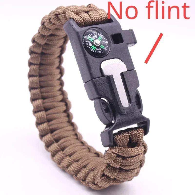 Outdoor Multi-function Survival Bracelet, Military Emergency, 4mm Paracord Wristband, Scraper, Whistle, Buckle Tools