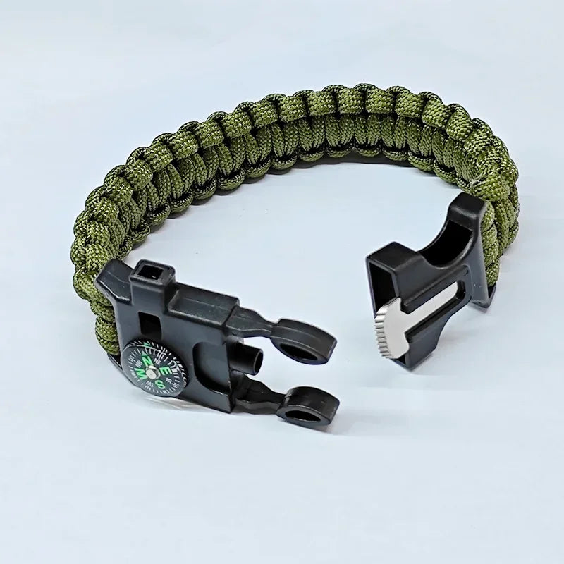 Outdoor Multi-function Survival Bracelet, Military Emergency, 4mm Paracord Wristband, Scraper, Whistle, Buckle Tools
