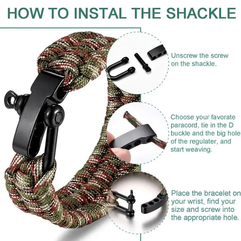 4Pcs Paracord Bracelet Buckle Metal Bow Anchor Clasp D Shackle Survival Bracelet Camping Accessories Wrist Strap U Shackles