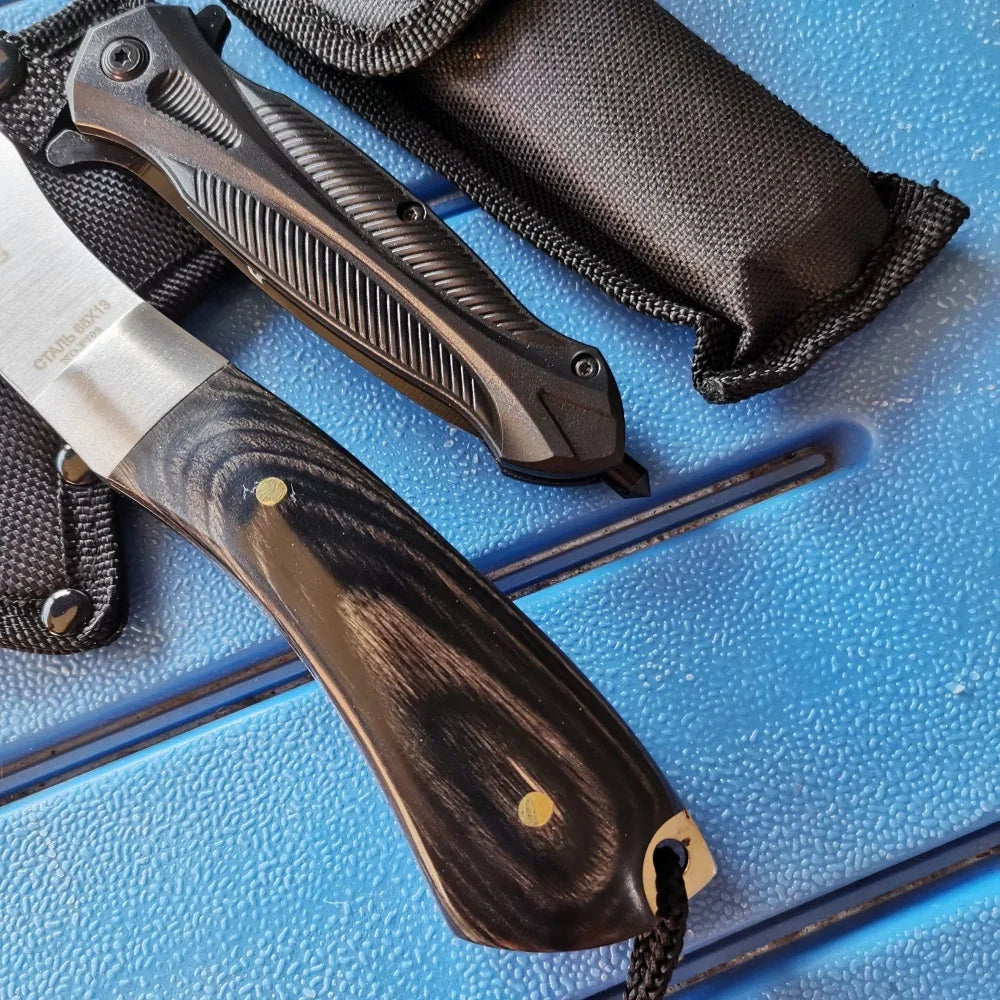 Stainless Steel Axe & Folding Knife Combo Set: High-Performance for Outdoor Adventures, Camping & Hiking