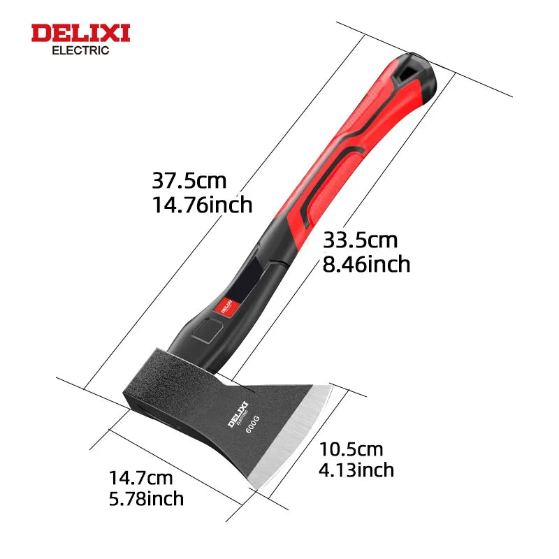 15-inch chopping axe with blade cover, chopping hammer, log axe, outdoor axe, forged carbon steel hand tool non-slip handle.