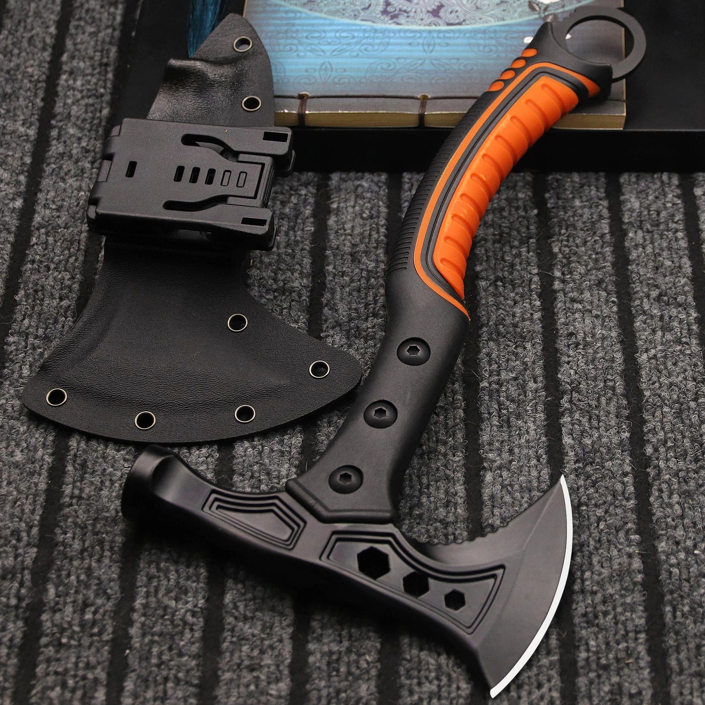 Stainless steel multi-functional axe, outdoor camping axe, tactical survival fire-fighting axe, vehicle-mounted portable axe