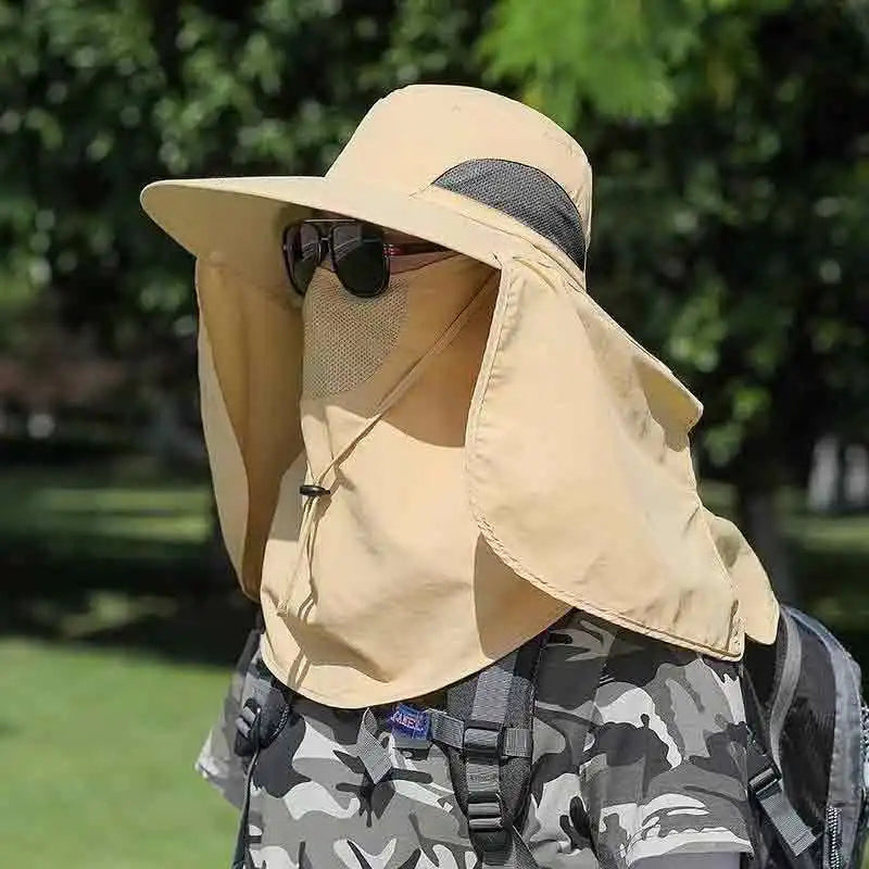 Sunscreen fishing Hat mosquito repellent Breathable hiking sun hat Face covering detachable UV resistant shawl hat Quick Drying