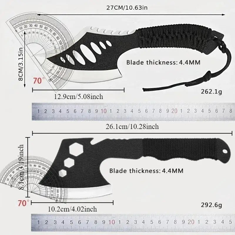 Black Carbon Steel AXE with Cutter sleeve,Sharp Butcher Knife. Bone Cutting and Meat Processin. Portable outdoor bbq axe knife