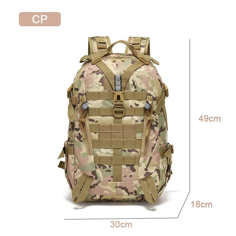 40L Camping Backpack Men's Bag Travel Riding Bags Knapsack Climbing Rucksack Hiking Outdoor Reflective Shoulder Fishing Bag