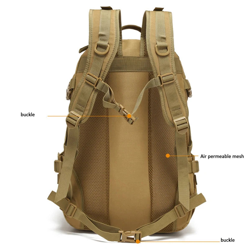 40L Camping Backpack Men's Bag Travel Riding Bags Knapsack Climbing Rucksack Hiking Outdoor Reflective Shoulder Fishing Bag