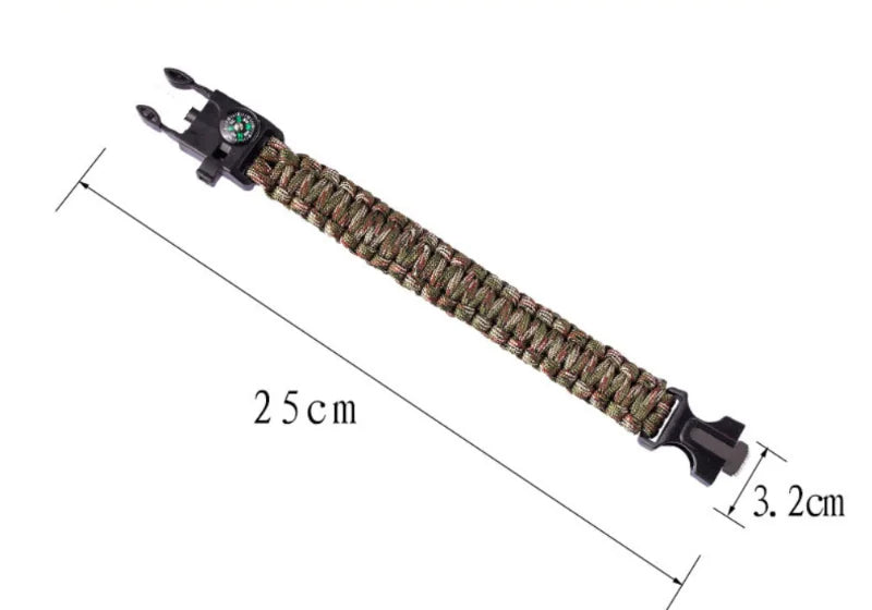 Outdoor Multi-function Survival Bracelet, Military Emergency, 4mm Paracord Wristband, Scraper, Whistle, Buckle Tools