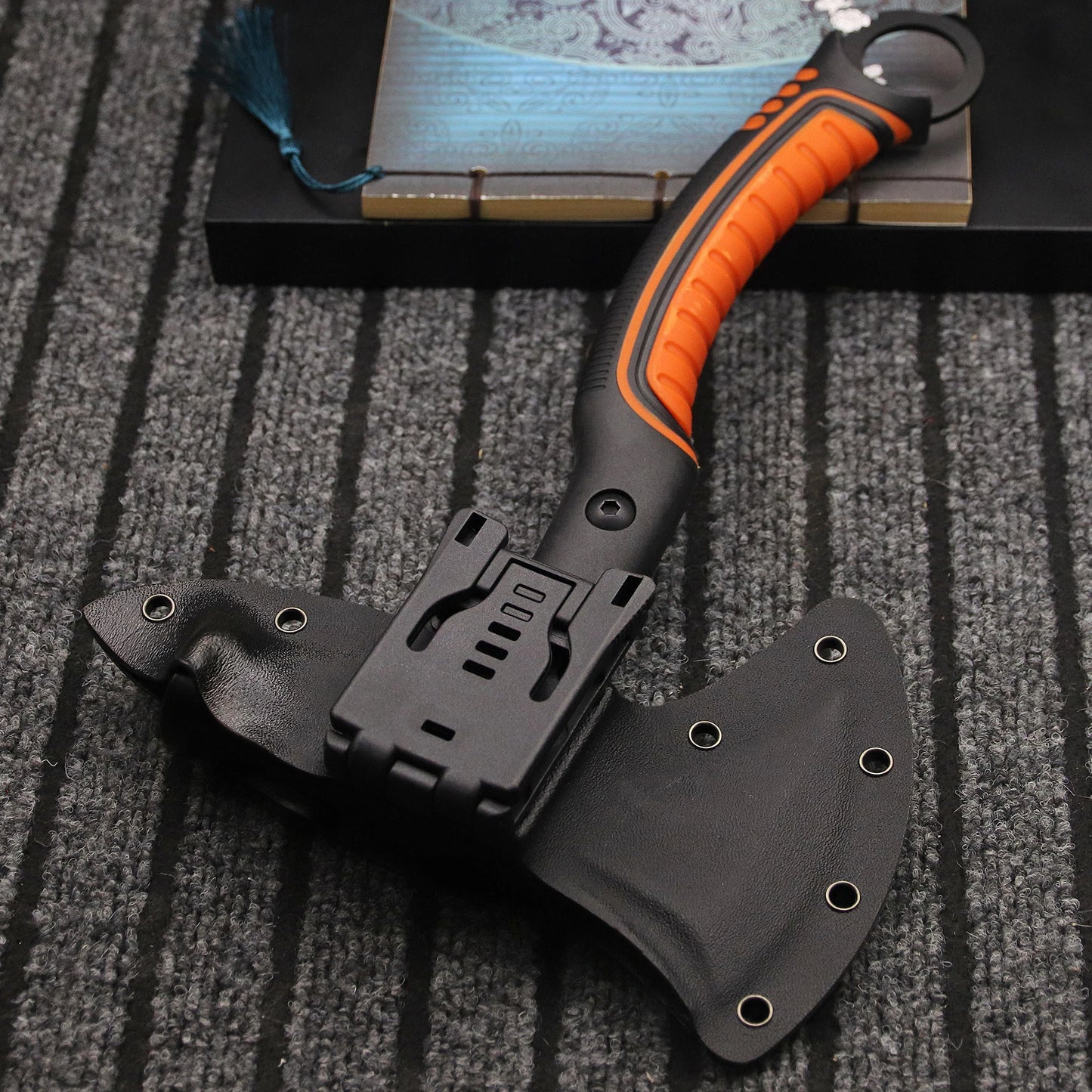 Stainless steel multi-functional axe, outdoor camping axe, tactical survival fire-fighting axe, vehicle-mounted portable axe