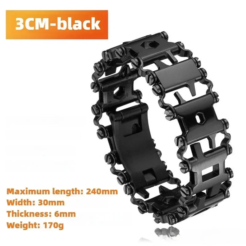 Survival Multitools Silver Bracelet Stainless Steel Bracelet Outdoor Multitools Trend Bracelet Bracelet For Camping Travel