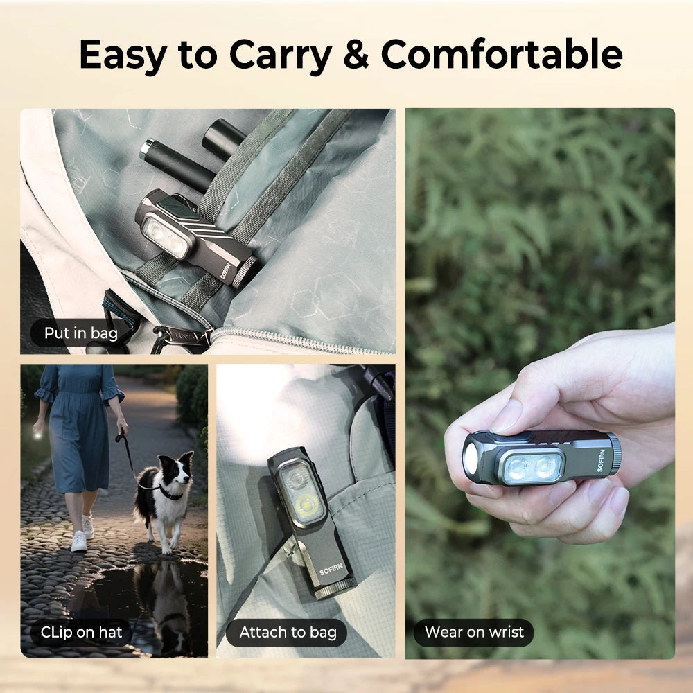 New Sofirn ST10 EDC Flashlight 14500 1000LM USB C Rechargeable Waterproof With Red Light Magnetic Tail & Clip For Camping Emerge