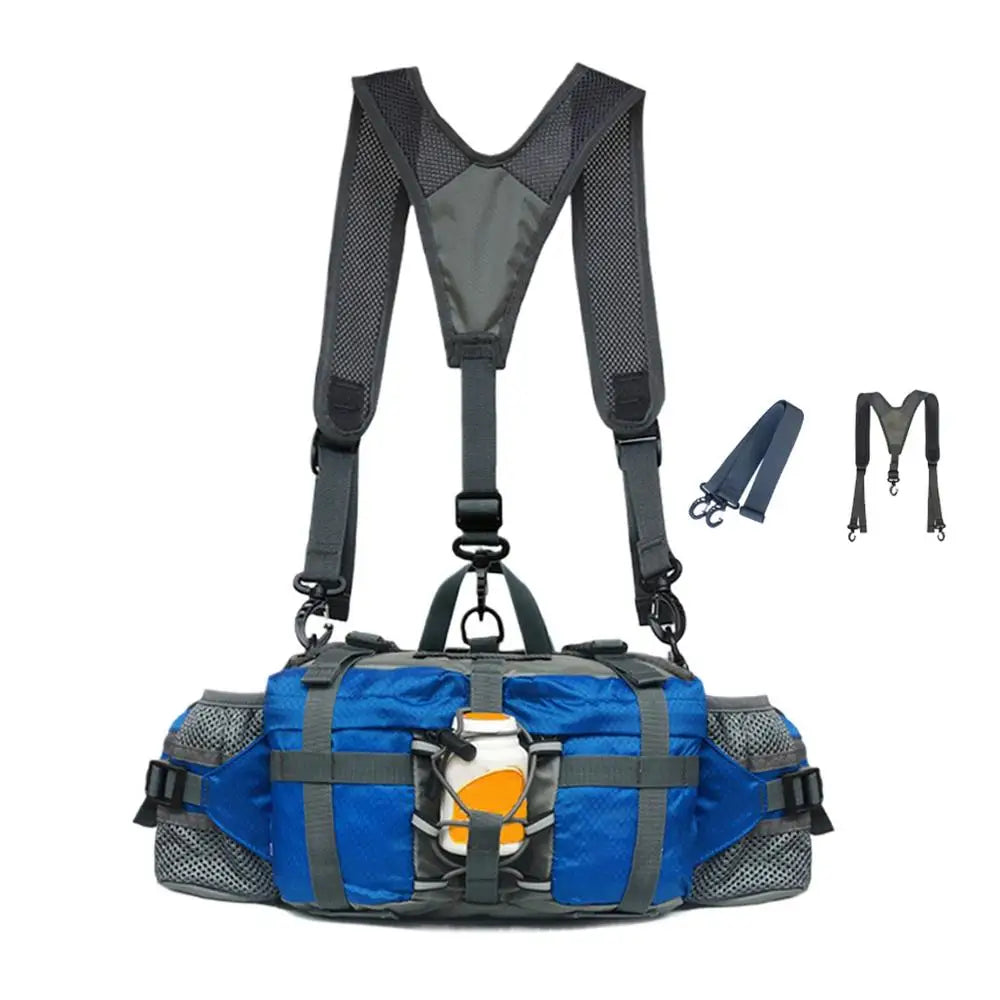 Hiking Waist Bag With 2 Water Bottle Holders Outdoor Waist Pack Waterproof Cycling Backpack Adjustable Strap Sport Storage Bag