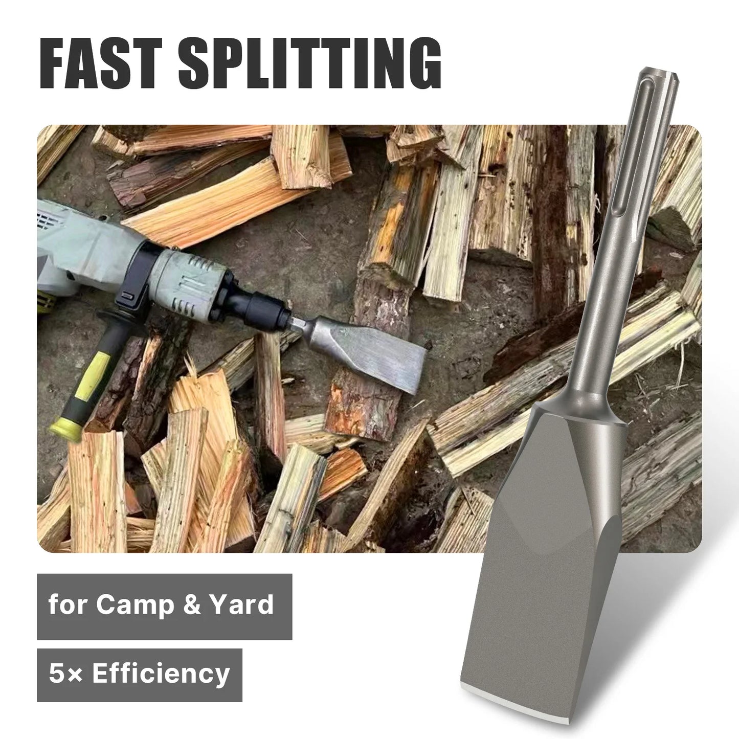 Wood Splitting Axe Chisel SDS Max 40CrMo Alloy Steel Chopping Axe Heavy Duty Firewood Splitting Maul for Electric Hammer Drill